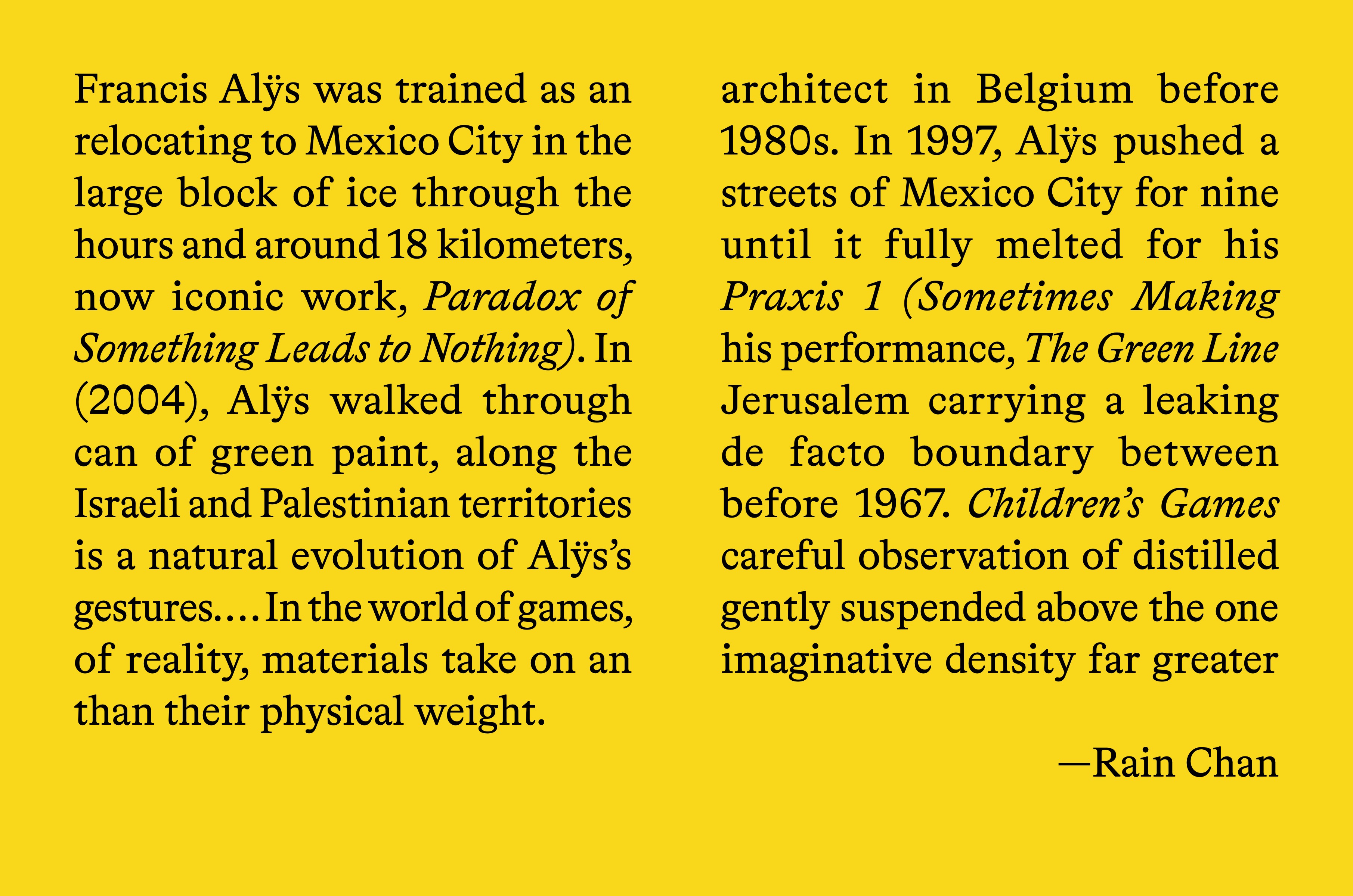 Francis Alÿs — Children's Games